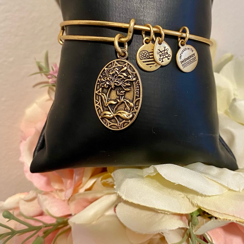 Alex and Ani Irreplaceable Sister Expandable Bangle in Rafaelian Gold Finish